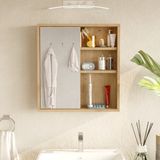 Robin Home Aqua Aynalı Lavabo Üstü Banyo Dolabı Raflı Kapaklı 60 cm Sepet - Kahverengi