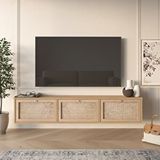 Robin Home Arizona Tv Ünitesi Sehpası Duvara Monte 3 Ahşap Jüt Kapaklı 180CM Sepet-Jüt - Kahverengi