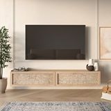 Robin Home Arizona Tv Ünitesi Sehpası Duvara Monte Ahşap Jüt Kapaklı 180CM Sepet-Jüt - Kahverengi