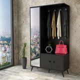 Robin Home Arya Aynalı Vestiyer Portmanto Ayakkabılık Ahşap Ayak AR65 - Siyah
