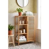 Robin Home Bambu Banyo Dolabı Doğal Ahşap Çok Gözlü Çamaşır Ve Havlu Düzenleyici Raf Organizer Bej
