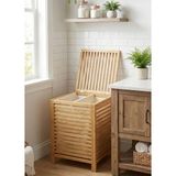 Robin Home Bambu Kirli Banyo Çamaşır Sepeti Iki Bölmeli Dekoratif Kare Doğal Bambu 45*45*63CM - 45 x 63 cm