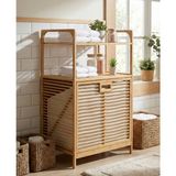 Robin Home Bambu Kirli Sepetli 2 Raflı Çok Amaçlı Banyo Düzenleyici Çamaşır Sepeti Organizer 64*40*95CM - 40 x 95 cm