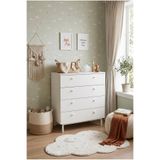 Robin Home Bebek Odası Çocuk Odası Geniş Şifonyer 4 Çekmeceli Ahşap Ayaklı Beyaz