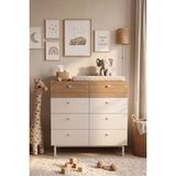 Robin Home Bebek Odası Çocuk Odası Geniş Şifonyer 8 Çekmeceli Ahşap Ayaklı - Bej