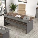 Robin Home Berlin A Ofis Çalışma Masası 180CM*90CM Kahve-Beton-Antrasit Vs1-Cga - 180 x 89 x 75 cm - Gri