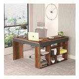 Robin Home Boston Kitaplık Raflı Çalışma Masası L Masa Ofis Çalışma Masası Barok-antrasit