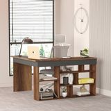 Robin Home Boston Kitaplık Raflı Çalışma Masası Ofis Masası L Masa Barok-Antrasit - 120 x 50 cm - Ceviz