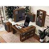 Robin Home Boston Ofis Masası Takımı Barok Antrasit Masa + Sehpa + Keson + Kitaplık + Dolap