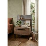Robin Home Denver Komodin 2 Çekmeceli Metal Ayaklı Kahve-Beton D5-Cg - Kahverengi