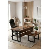 Robin Home Grand Ofis Büro Çalışma Masa 180CM Ofis Sehpası Takımı Barok - 180 x 73 x 90 cm - Kahverengi