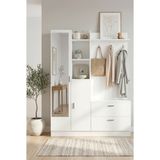 Robin Home Jessie Vestiyer Ayakkabılık Portmanto Aynalı Raflı Beyaz Klasik Tasarım 182 cm Yükseklik 140 cm Genişlik