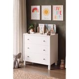 Robin Home Lena Bebek Çocuk Odası Şifonyer 3 Çekmece Ahşap Ayaklı Beyaz