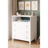 Robin Home Lena Bebek Çocuk Odasıyüksek Şifonyer 3 Çekmece Raflı Ahşap Ayaklı Beyaz