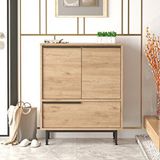 Robin Home Lidya Ayakkabılık Çok Amaçlı Dolap 3 Kapaklı Metal Ayaklı Sepet - Kahverengi