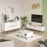 Robin Home Lidya Tv Ünitesi Orta Sehpa Konsol 3'lü Set Beyaz