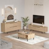 Robin Home Lidya Tv Ünitesi Orta Sehpa Konsol 3'lü Set Sepet - Kahverengi