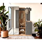 Robin Home Lina Aynalı Vestiyer Portmanto Ayakkabılık Antrasit-Çam