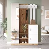 Robin Home Liva Modern Tasarımlı Aynalı Vestiyer Portmanto Çam-Beyaz 180 cm Yükseklik