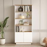 Robin Home Loft Kitaplık Raf 2 Kapaklı Raflı 168cm Çam-Beyaz