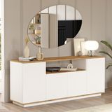 Robin Home Loft Konsol 4 Kapaklı Raflı 180CM Çam-Beyaz - 180x44,5x75
