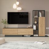 Robin Home Lotus Tv Ünitesi Kapaklı Kitaplık Raf Sepet-Antrasit - Kahverengi