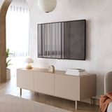 Robin Home Luka Tv Ünitesi Sehpası 3 Kapaklı Ahşap Ayaklı 150CM Kumsal-Sepet - Bej
