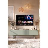 Robin Home Marlon Tv Ünitesi 3 Kapaklı 180CM Ahşap Ayaklı Ihlamur Yeşili