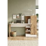 Robin Home Modern Çocuk Genç Çalışma Masası Çam Beyaz Suntalam Malzemeden Kitaplıklı Tasarım - 152 cm