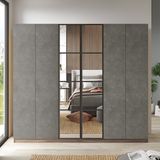 Robin Home Montana 6 Kapaklı Çekmeceli Aynalı Gardırop Gardırop Elbise Dolabı Mo3-W - Gri