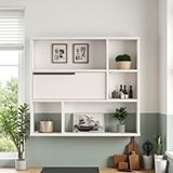 Robin Home Mutfak Salon Duvar Rafı Kitaplık 90cm Kapaklı Beyaz
