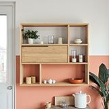 Robin Home Mutfak Salon Duvar Rafı Kitaplık 90cm Kapaklı Sepet Kahverengi