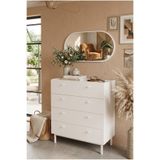 Robin Home Oval Aynalı Geniş Şifonyer 8 Çekmeceli Ahşap Ayaklı Beyaz