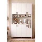 Robin Home Porto 45 cm Derinlik Çok Amaçlı Geniş Mutfak Dolabı Kahve Köşesi Kiler Erzak Airfry Dolabı Terek Beyaz