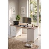 Robin Home Prime 160x60cm Çalışma Masası Ders Çalışma Masası Çekmeceli Dolaplı Ahşap Ayaklı Sepet-beyaz