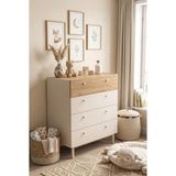 Robin Home Robinhome Bebek Odası Çocuk Odası Geniş Şifonyer 4 Çekmeceli Ahşap Ayaklı - Bej