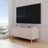 Robin Home Robinhome Miami Tv Ünitesi Sehpası 2 Kapaklı Ahşap Ayaklı 120cm Kumsal Bej