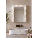 Robin Home Silva LED Işıklı Aynalı Kapaklı Banyo Dolabı Lavabo Üstü Dolap Beyaz