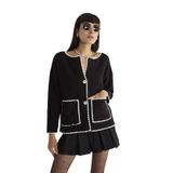 ROBİN Kadın Havuz Yaka, Uzun Kol, Slim Fit Hırka, Siyah, ST