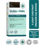 Robin & Odin Organik Amonyaksız Silikonsuz Parabensiz Meyve özleri ve Vitaminler içeren Kalıcı Saç Boyası 5 Light Chestnut / Açık Kestane