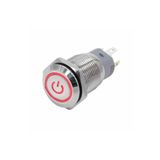 ROBİZ 16mm Metal Buton Kırmızı Power Sembol Led Işıklı Panel Montaj Düz Kafa Kilitlemeli DC 6A 12V IP67