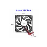 Robiz Dc 12V Fan 80X80MM 8010 8X8CM Sessiz 2 Pin Fırçasız Soğutma Fanı Kuluçka Ekran Kartı Cooler