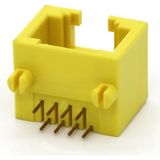 Robiz Mini Dar 12MM 8P8C Plastik Sarı RJ45 Soket Dişi Ethernet Bağlantı Soketi 8 Pin Pcb Montaj 90 Derece Dıp 1 Port