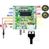 Robiz PAM8403 Mini Ses Yükseltici Class D 2X3W Amfi Kartı Micro USB Beslemeli Stereo