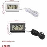 Robiz Sıcaklık Isı Termometresi Mini Dijital Isı Ölçer Ntc Sensör -50C 110C Buzdolabı Akvaryum Oda Depo