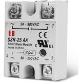 Robiz SSR-25AA Ssr Röle Ac Çıkış Ac Tetik 25A Ac 24-380V Tek Fazlı Solid State Röle Elektronik Anahtar Termostat Resiztans Motor Lamba Makine