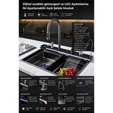 Robo Dijital Akıllı Eviye 2026 Yeni Model Ambiyans Işıklı 75x46 Cm Sarı
