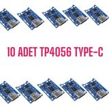 Robo Dünya TP4056 10 Adet Ters Akım Korumalı TP4056 18650 Type C Lityum Pil Şarj Devresi Type-C TP405610C