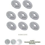 Roboclinic Roborock Saros 20 Robot Süpürge Uyumlu Yedek Microfiber Mop Paspas -8 Adet - 1 Adet