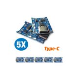 robodünya Tp4056 5 Adet Ters Akım Korumalı Tp4056 18650 Type C Lityum Pil Şarj Devresi Type-c TPA1